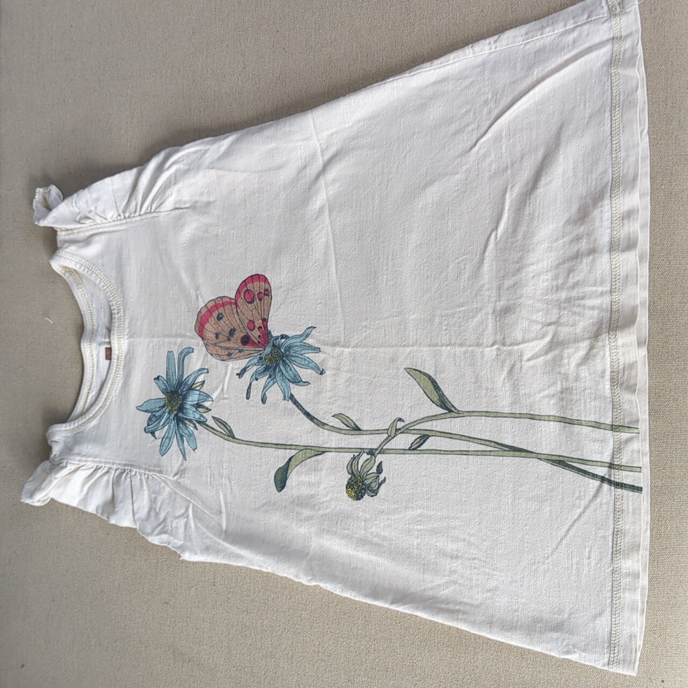 Tea Collection White and Cream Tank Top with Floral Designs